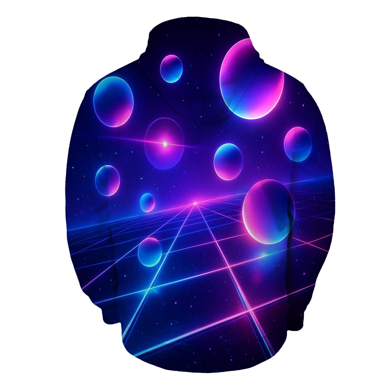 Neon Cosmic Grid lightweight hoodies