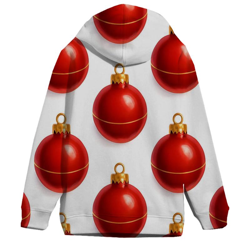 Red Ornament Grid On White Background premium hoodies