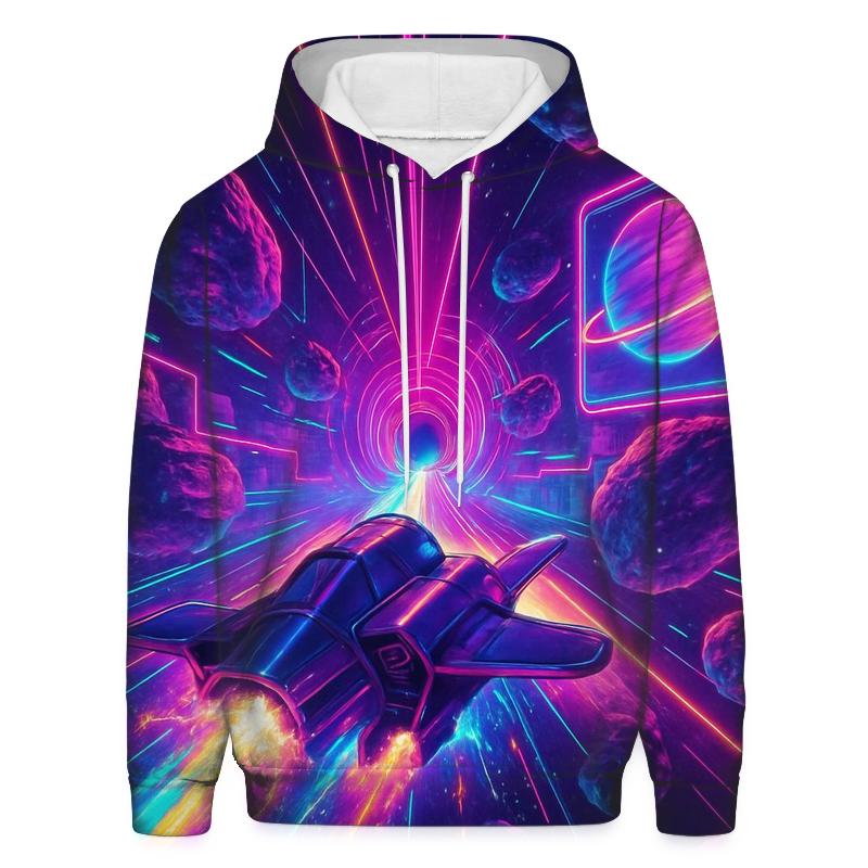 Retro Neon Warp Drive printed hoodies