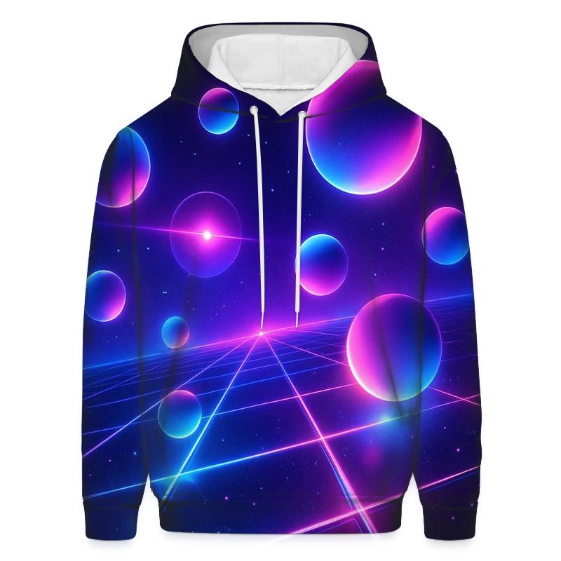 Neon Cosmic Grid printed hoodies