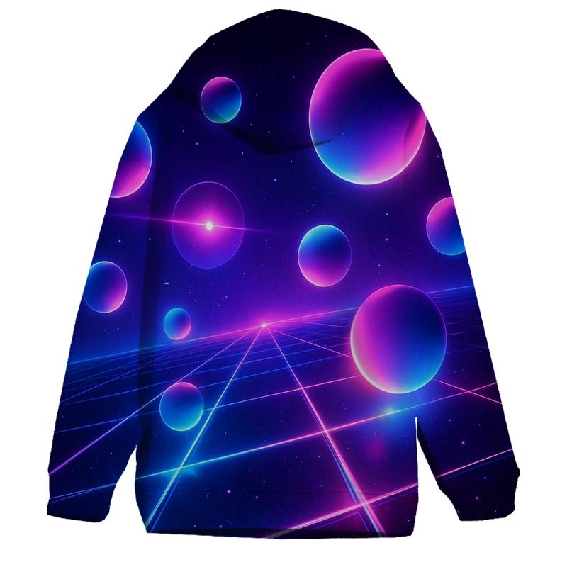Neon Cosmic Grid printed hoodies
