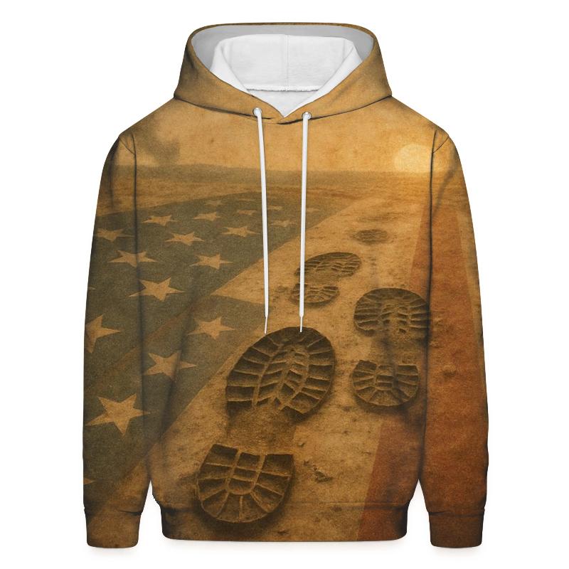 Bootprints On Old Glory printed hoodies