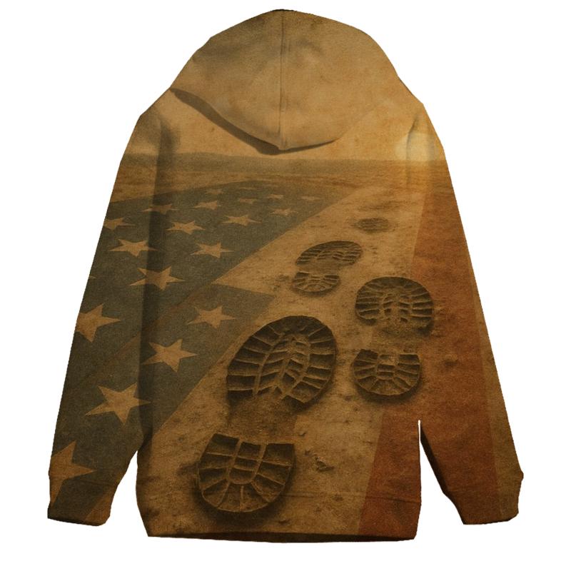 Bootprints On Old Glory printed hoodies
