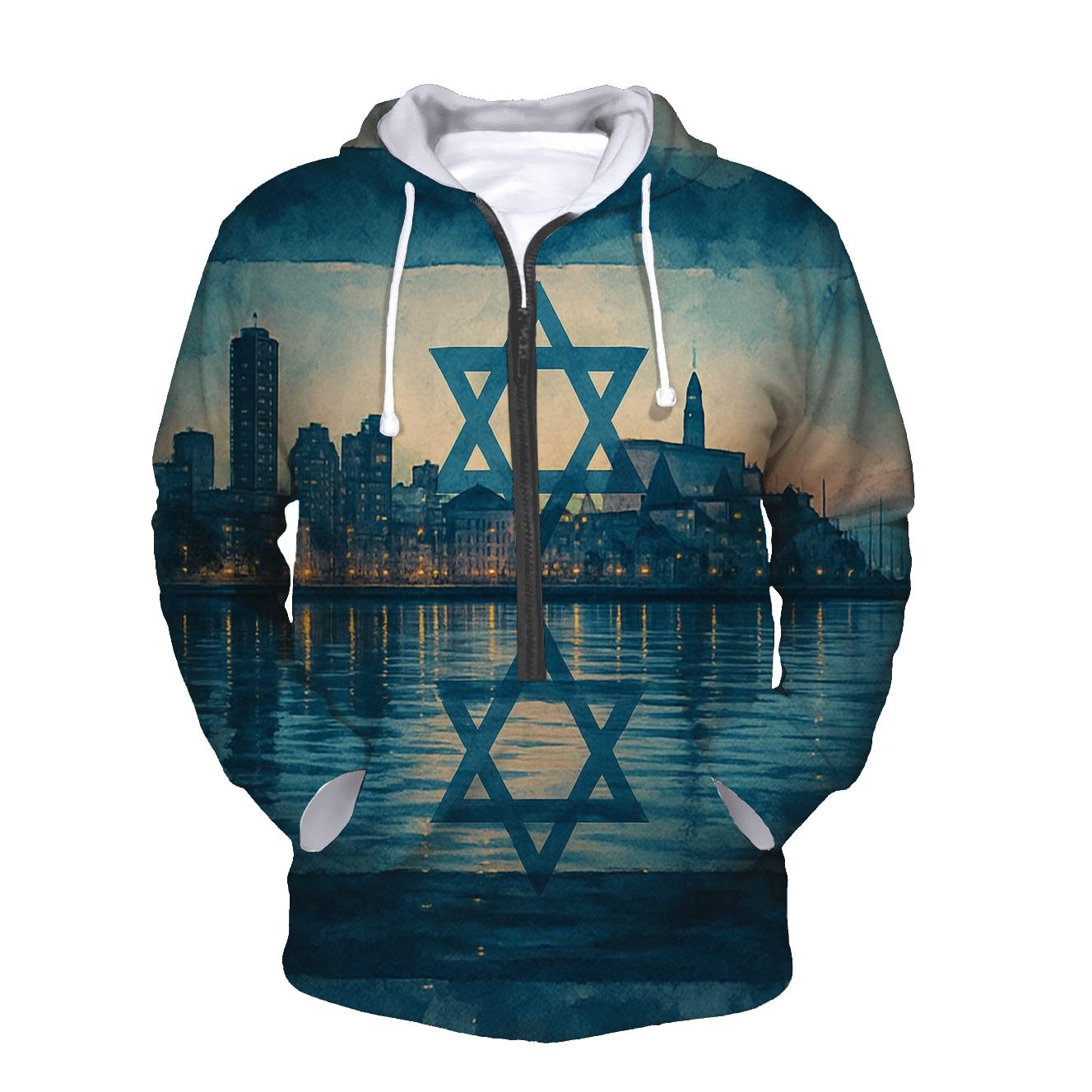 Oceanic Reflection Emblem printed hoodies