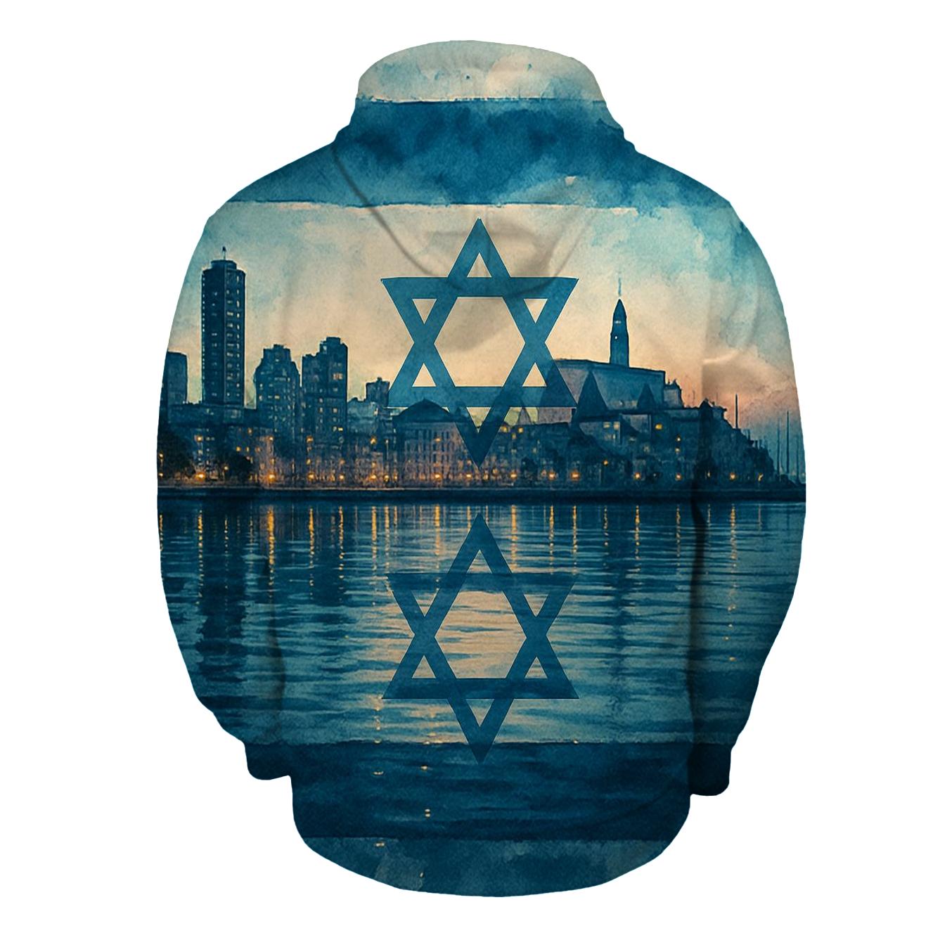 Oceanic Reflection Emblem printed hoodies