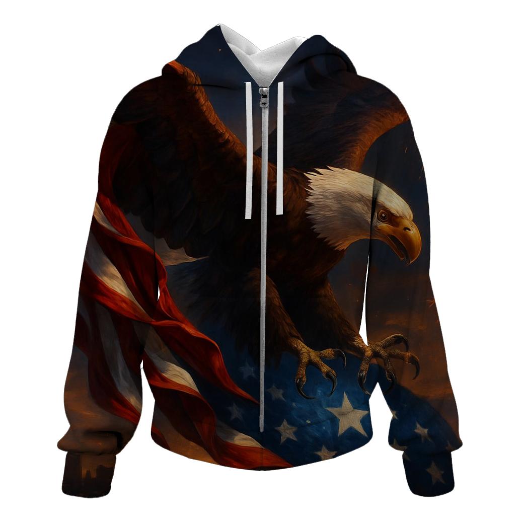 Crimson Wings Over Liberty graphic hoodies