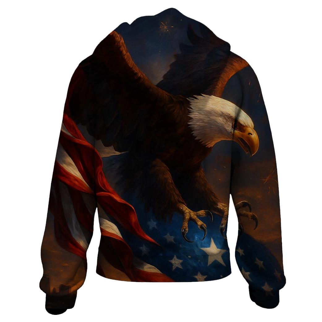 Crimson Wings Over Liberty graphic hoodies