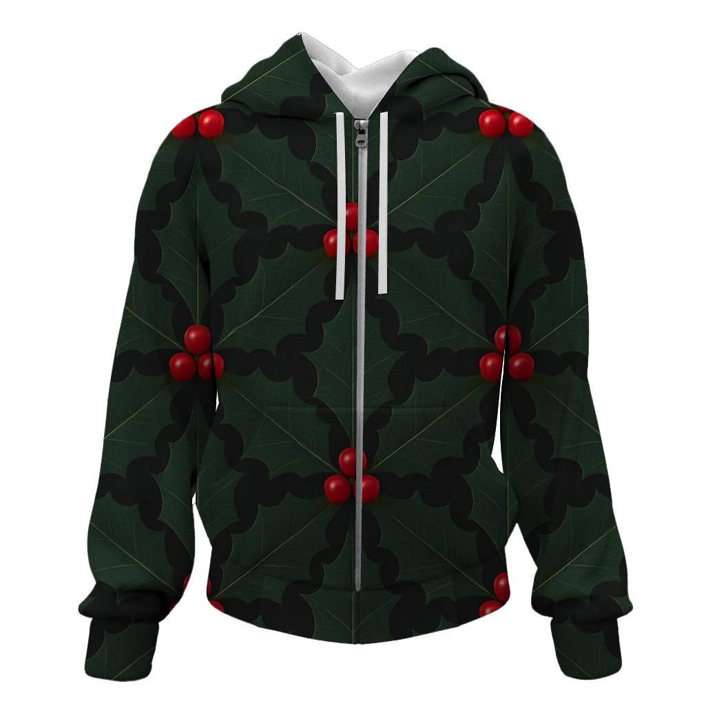Green Holly Lattice On Dark Background hoodies fashion