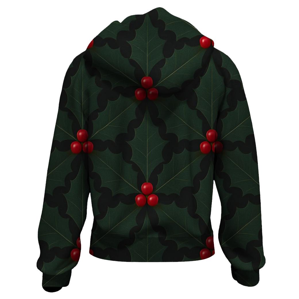 Green Holly Lattice On Dark Background hoodies fashion