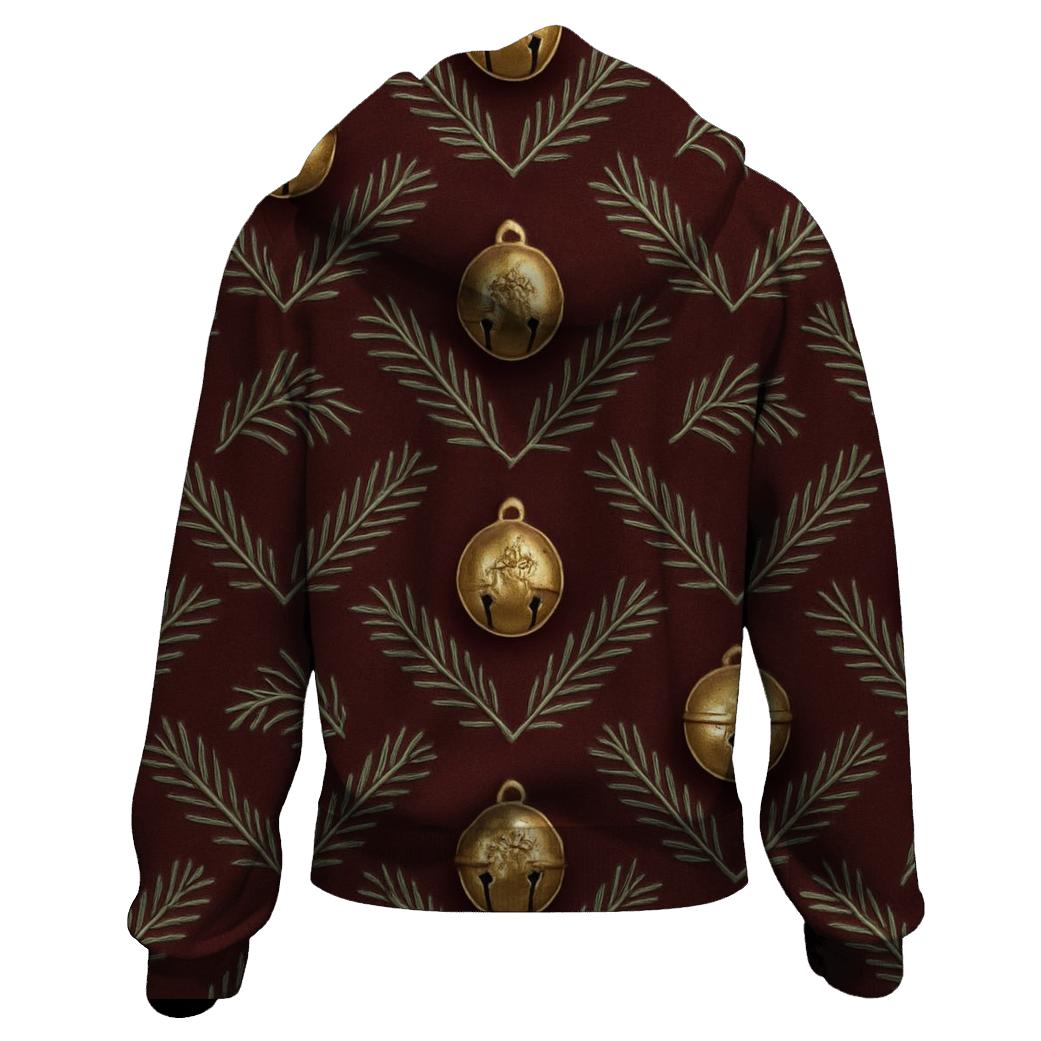 Golden Bell Chevron On Burgundy Background zip-up hoodies