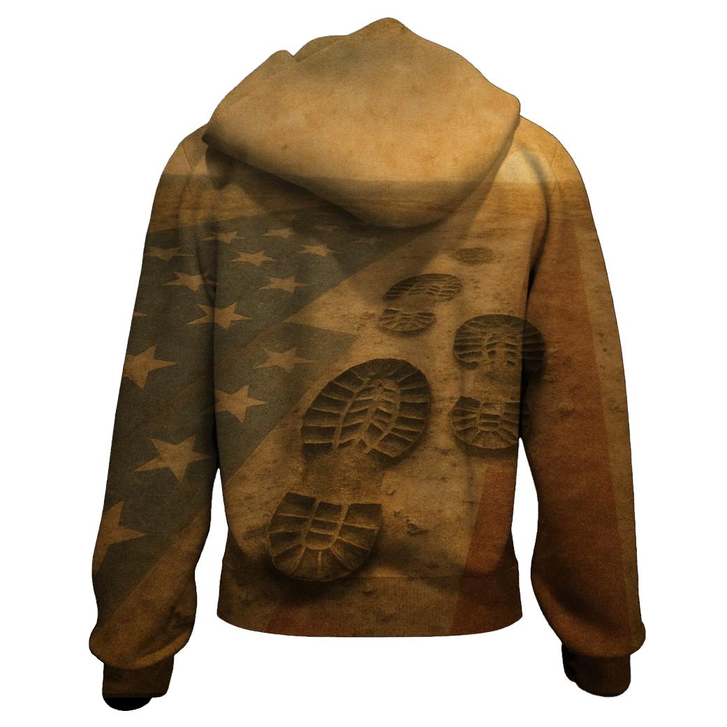 Bootprints On Old Glory heavyweight hoodies