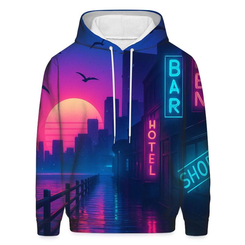 Neon Pier Reverie graphic hoodies