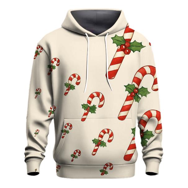 Candy Cane Progression On Ivory Background embroidered hoodies