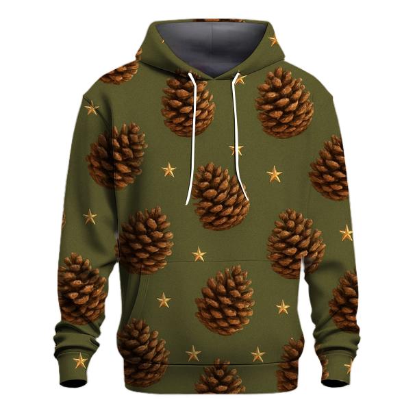 Pinecone Scatter On Olive Background premium hoodies