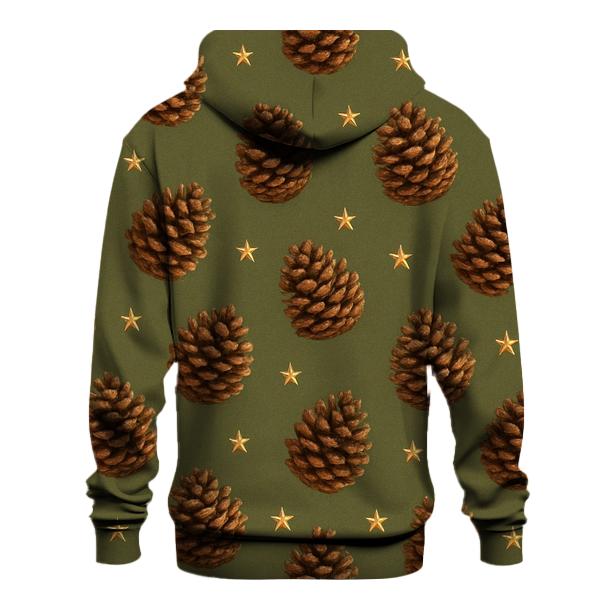 Pinecone Scatter On Olive Background premium hoodies