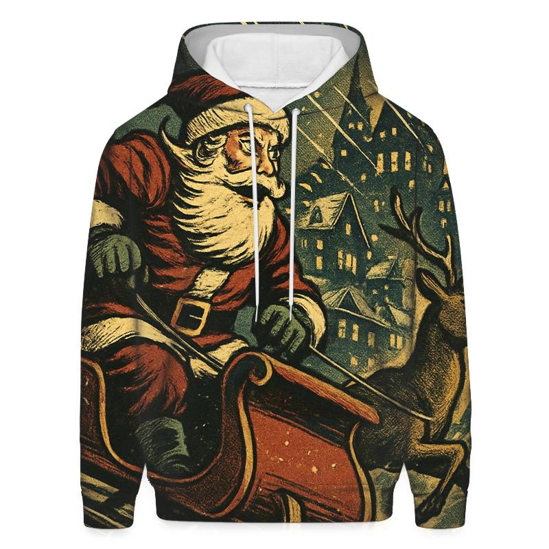 Vintage Comic Sleigh Chase printed hoodies