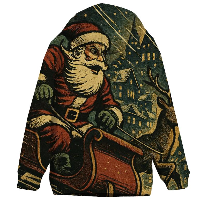 Vintage Comic Sleigh Chase printed hoodies