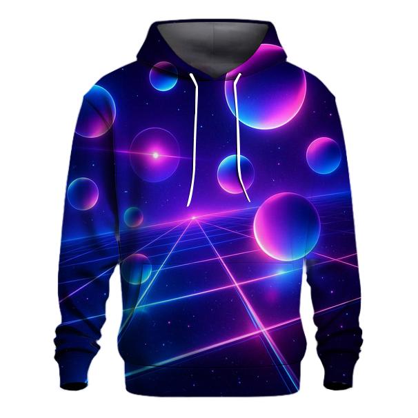 Neon Cosmic Grid graphic hoodies