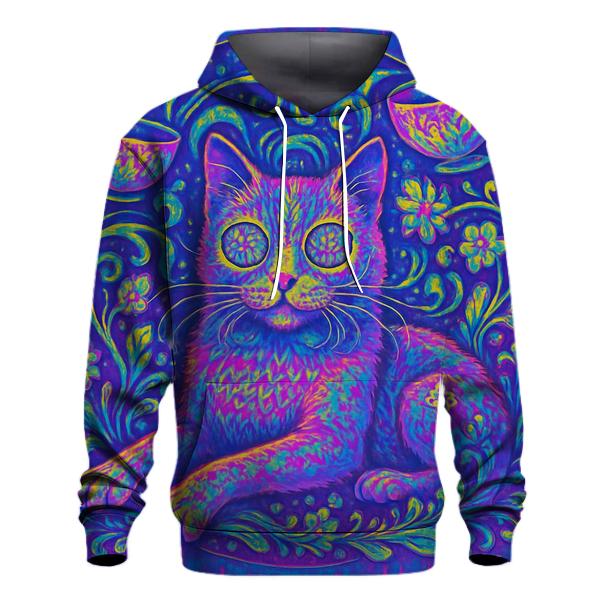 Psychedelic Tea Break Cat premium hoodies