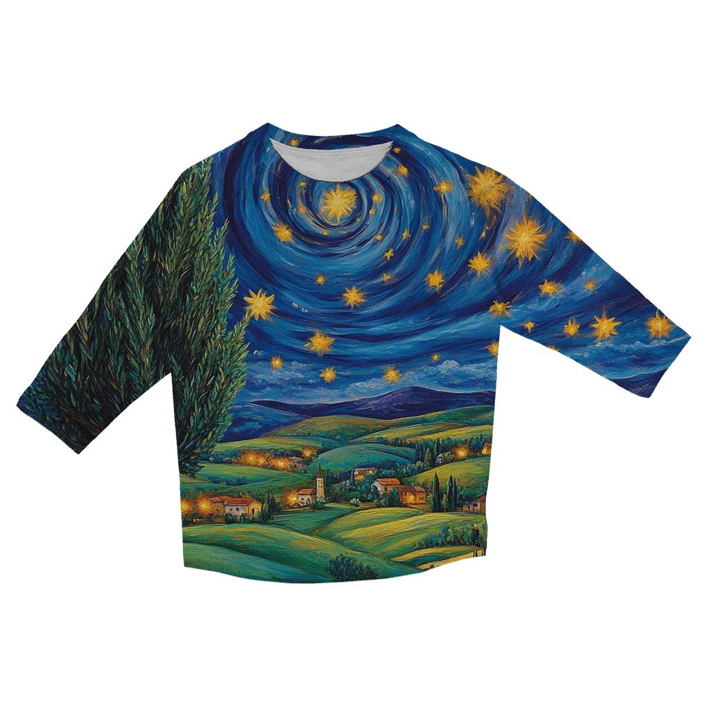 Van Gogh Inspired Starry Countryside stylish quarter sleeve tops