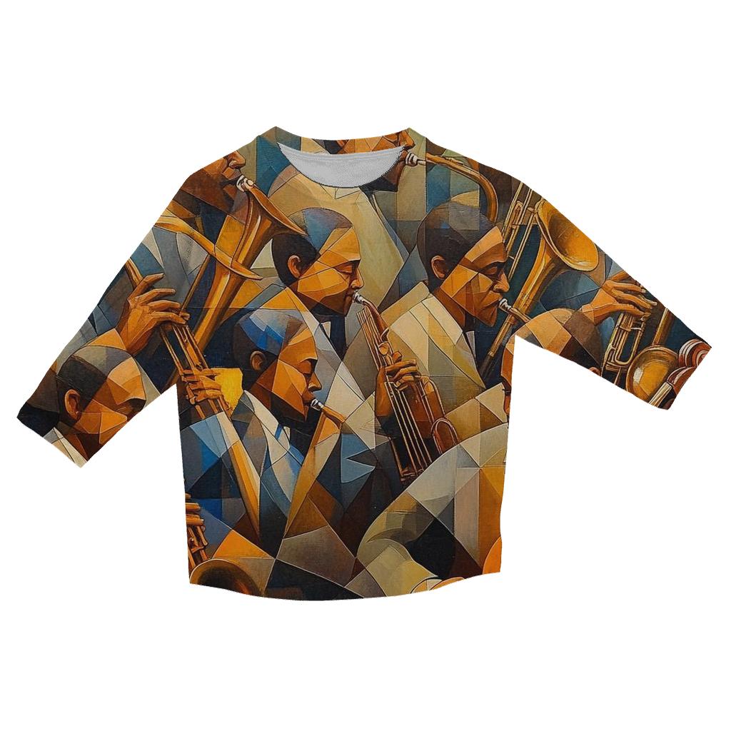Picasso Inspired Abstract Musicians printed three quarter sleeve shirts