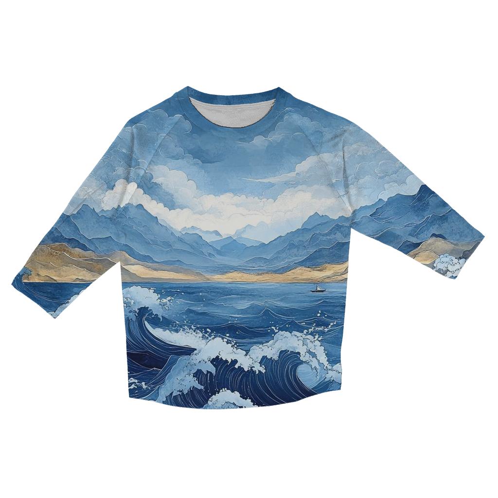 Hokusai Inspired Ocean Storm personalized 3/4 sleeve tees