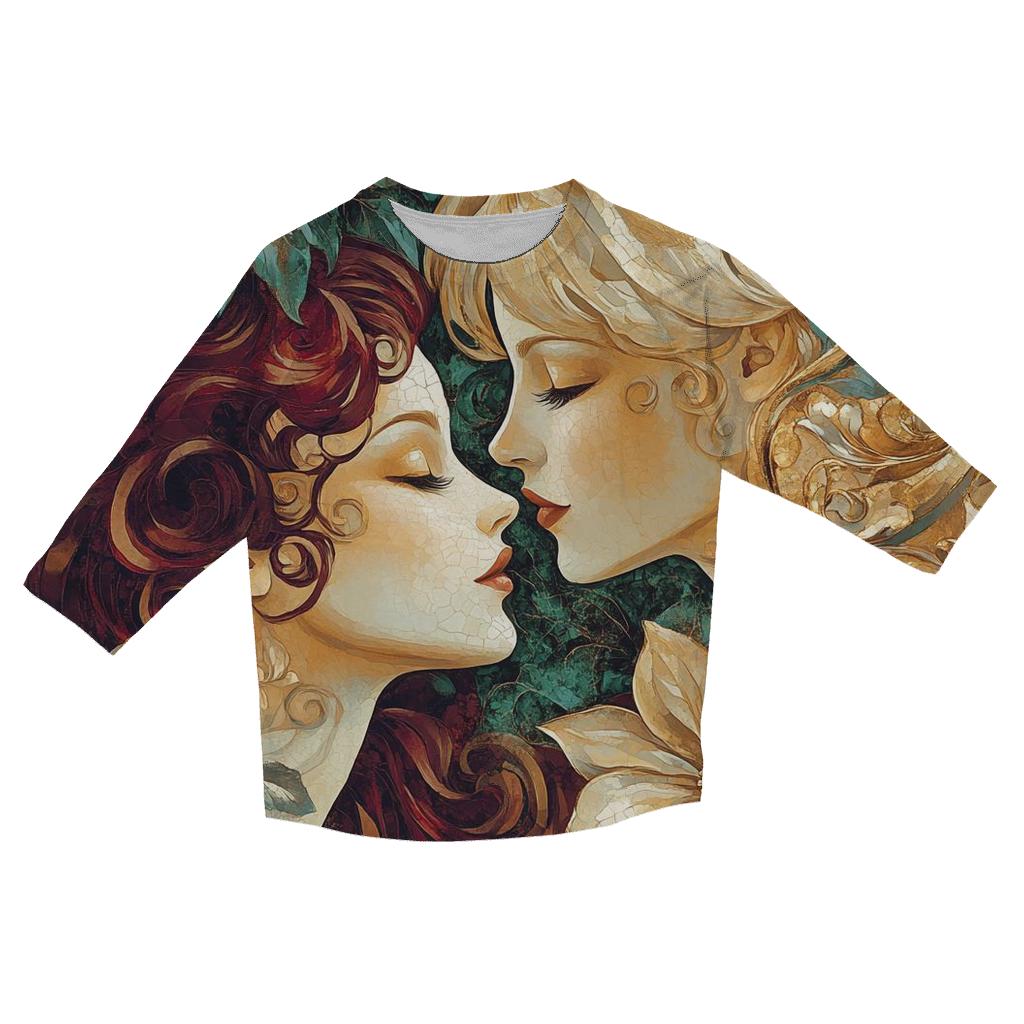 Klimt Inspired Golden Garden trendy 3/4 sleeve tops