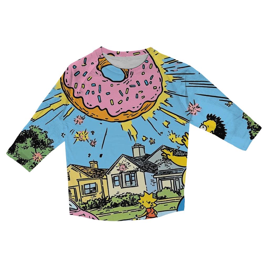Donut Riot On Evergreen Terrace cotton quarter sleeve shirts