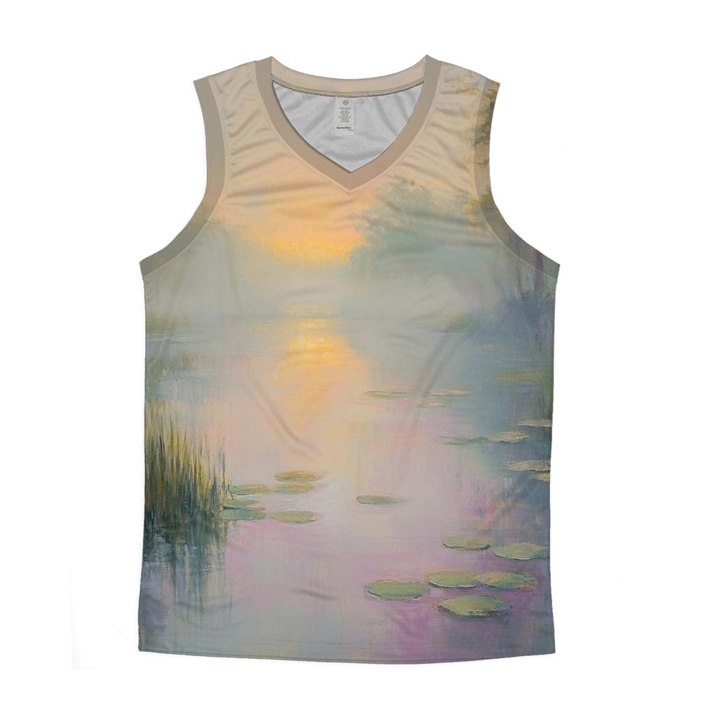 Monet Inspired Water Lilies At Dawn personalized athletic tanks