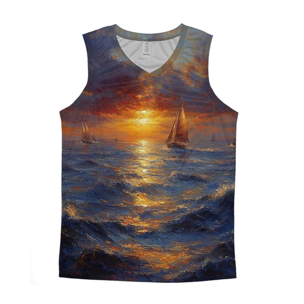 Turner Inspired Storm At Sea Sunset designer workout tanks