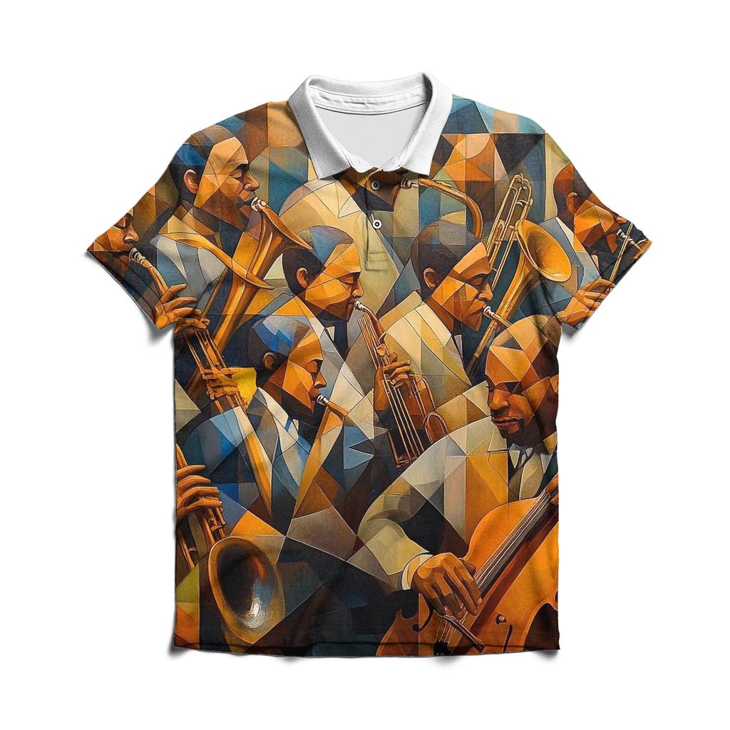 Picasso Inspired Abstract Musicians designer slim fit polos