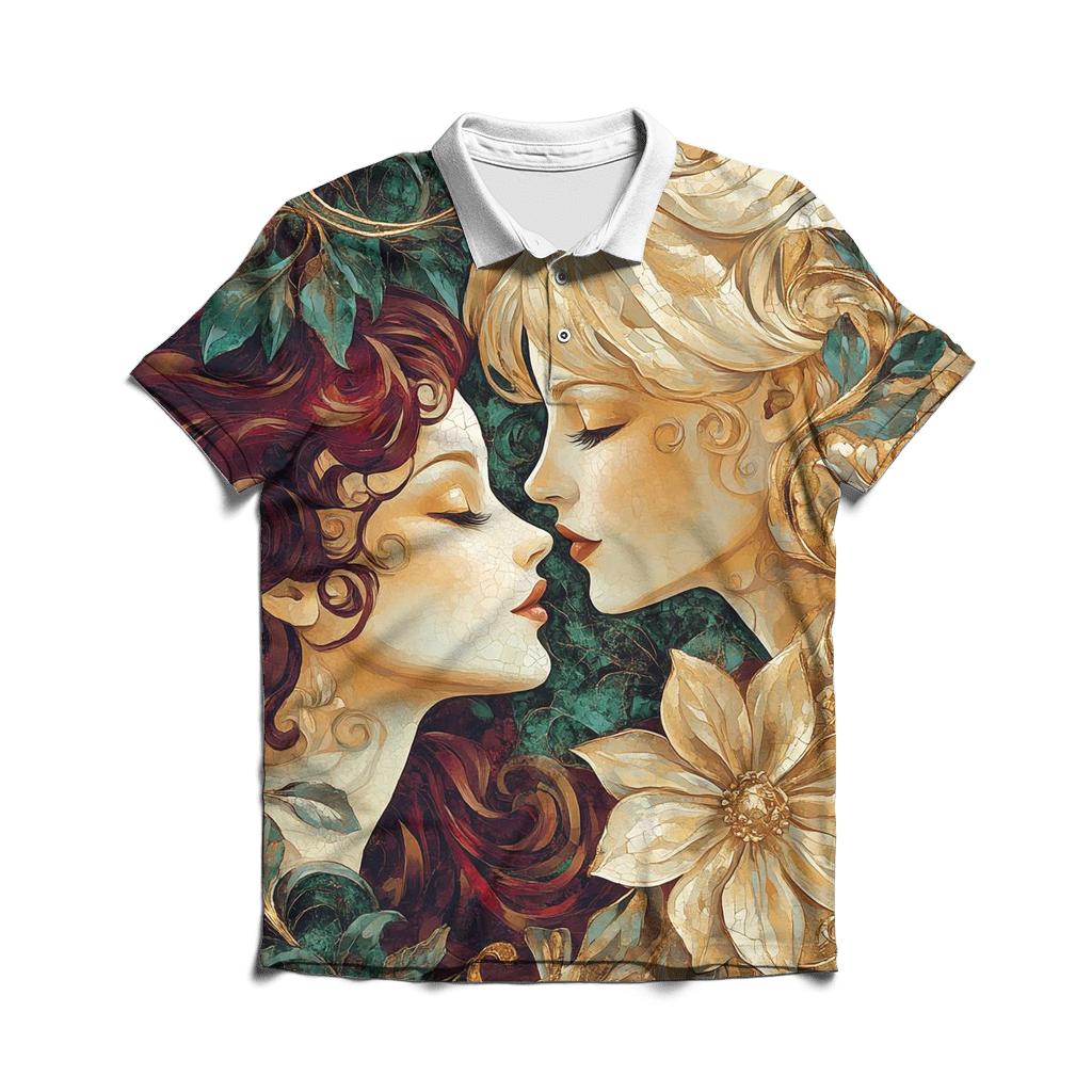 Klimt Inspired Golden Garden custom polo shirts
