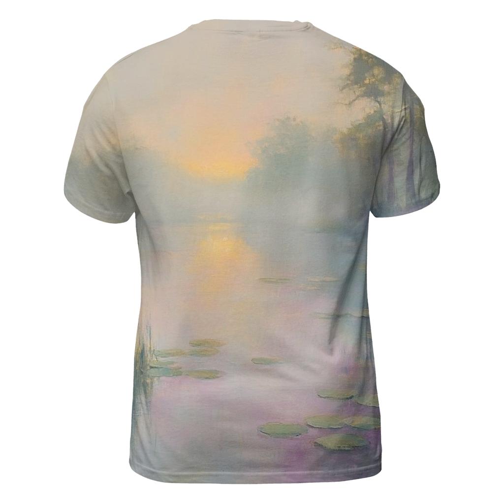Monet Inspired Water Lilies At Dawn designer pattern shirts