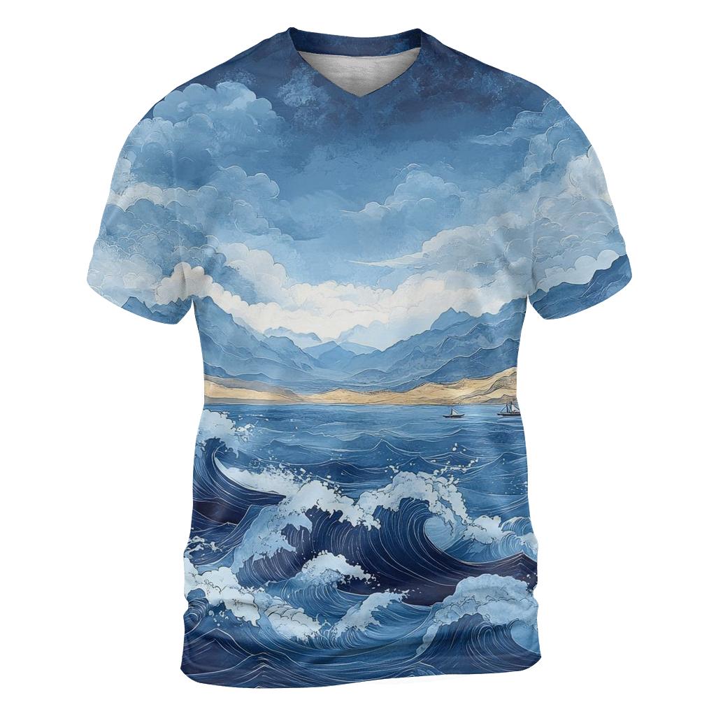 Hokusai Inspired Ocean Storm custom all-over print shirts