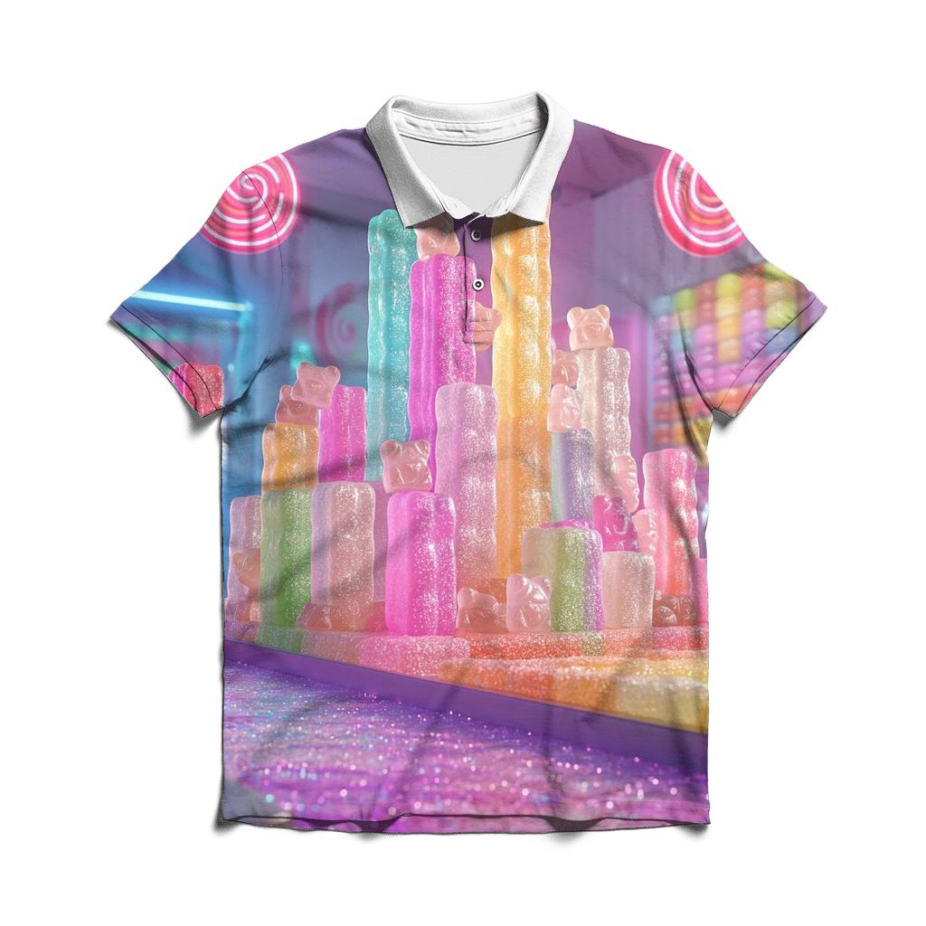 Neon Gummy Skyline stylish collar polo tees