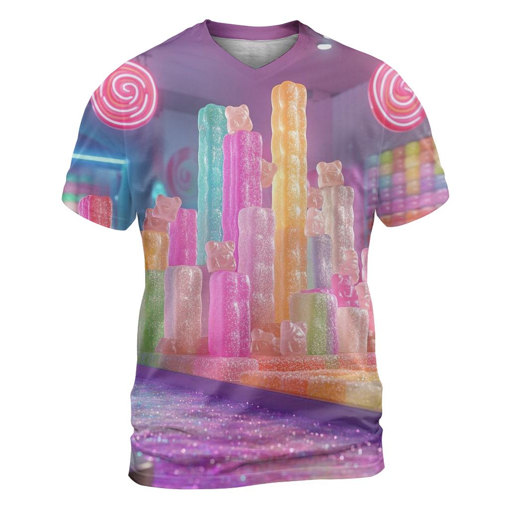 Neon Gummy Skyline vibrant all-over design tees