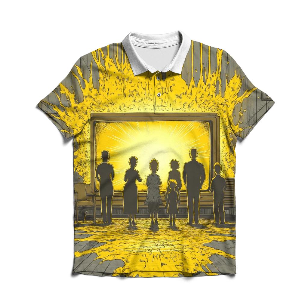 Retro TV Static Family Portrait premium cotton polo shirts
