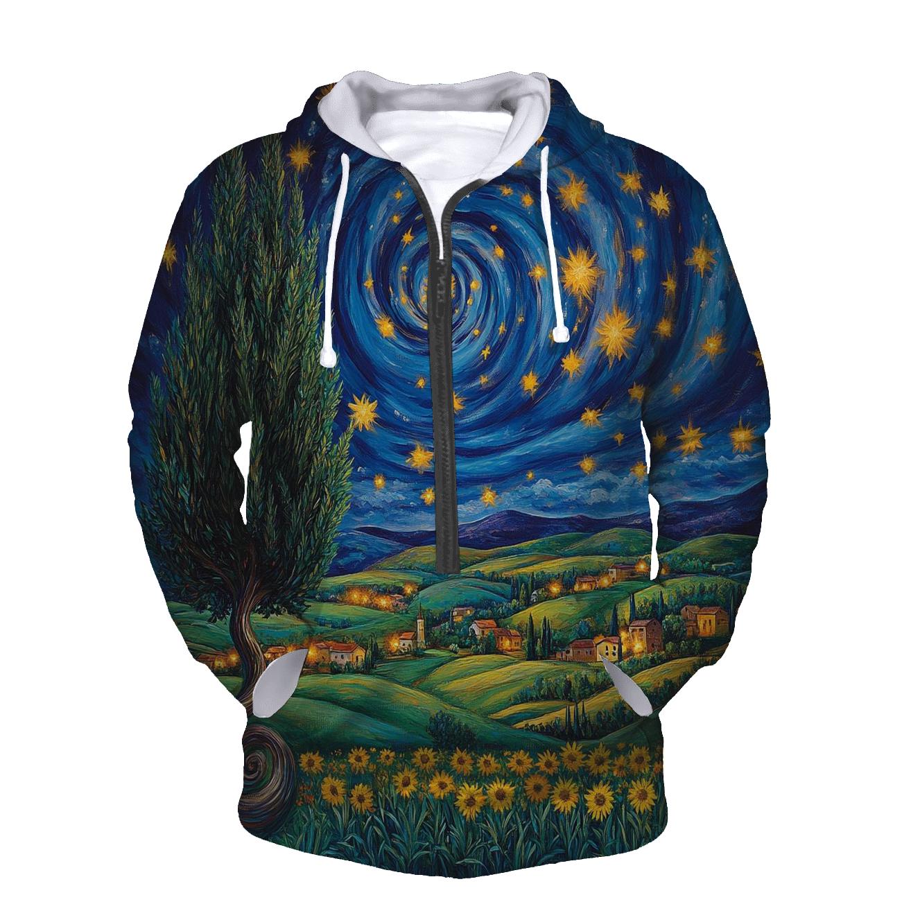 Van Gogh Inspired Starry Countryside lightweight hoodies