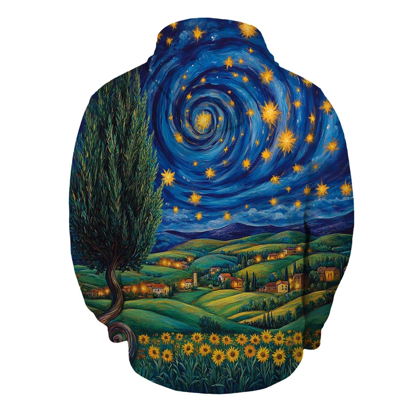 Van Gogh Inspired Starry Countryside lightweight hoodies