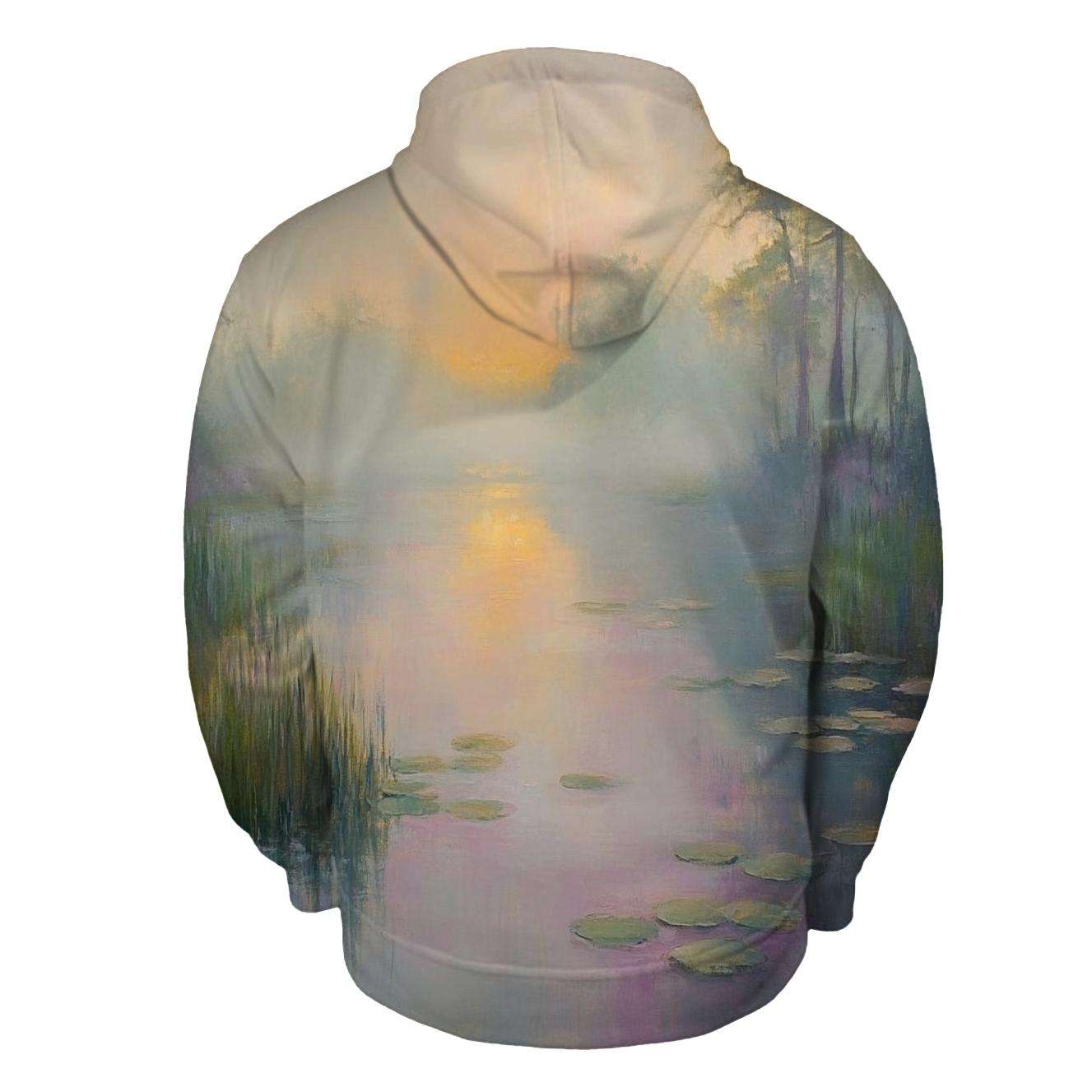 Monet Inspired Water Lilies At Dawn zip-up hoodies
