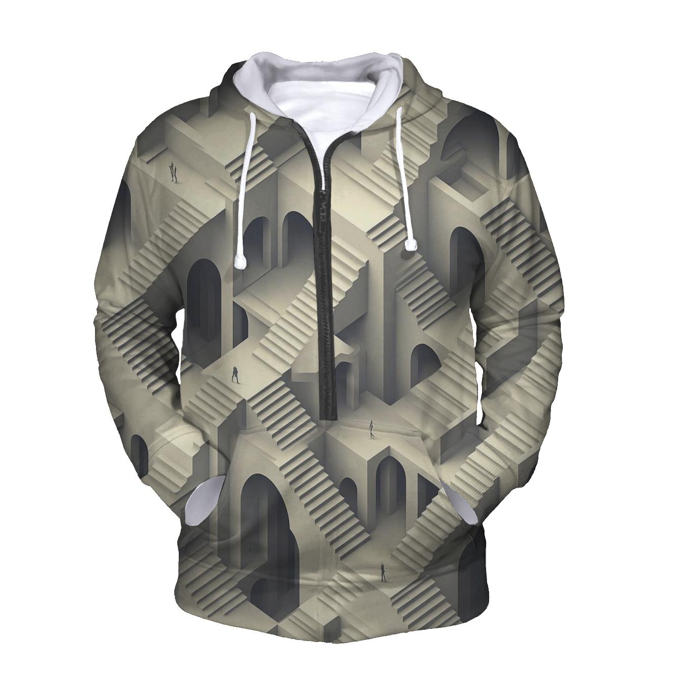 Escher Inspired Architectural Labyrinth zip-up hoodies