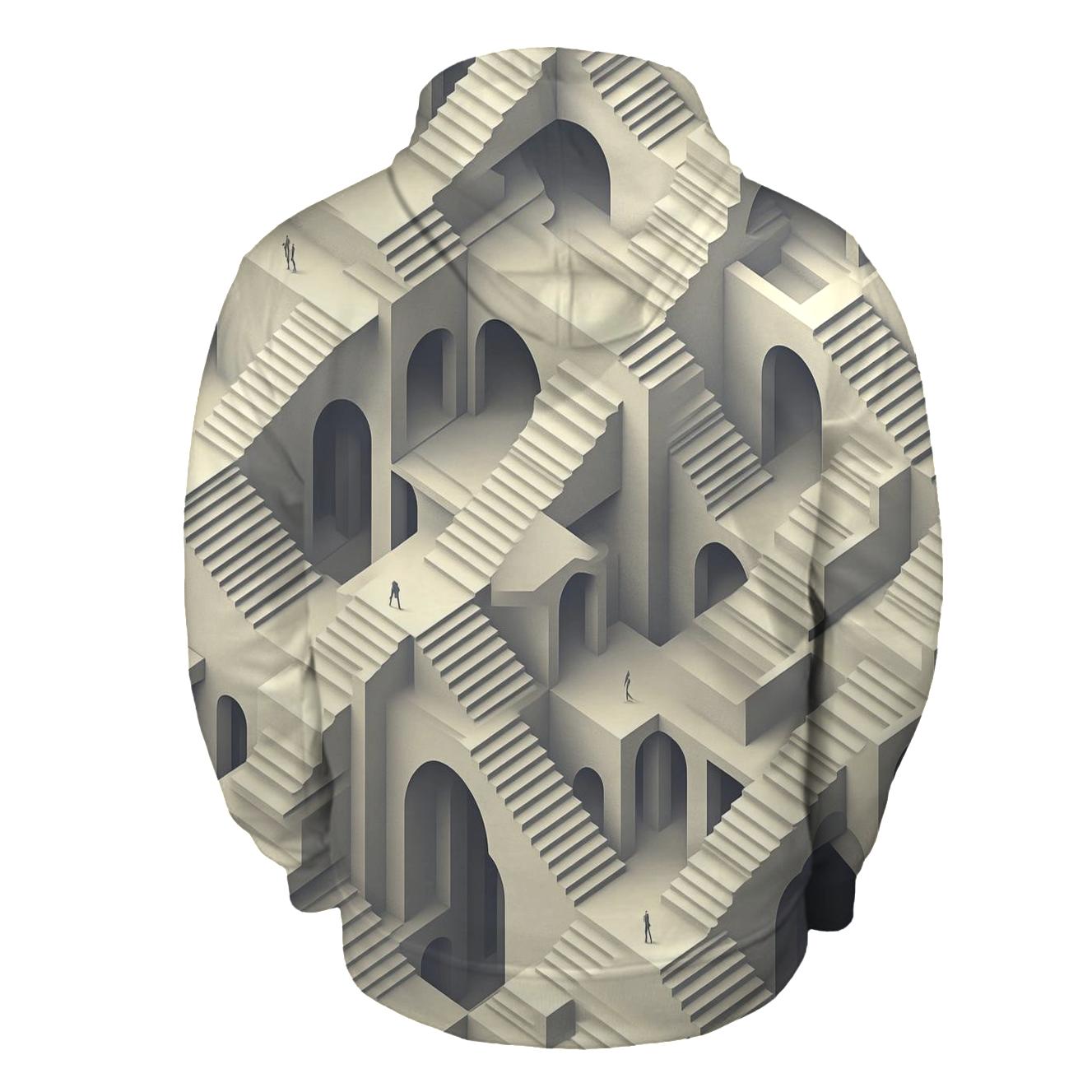 Escher Inspired Architectural Labyrinth zip-up hoodies