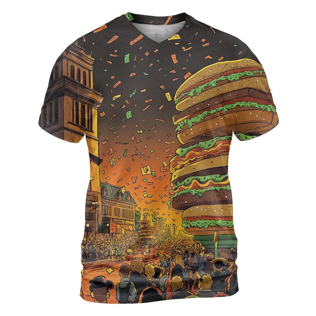 Bizarre Town Square Parade artistic all-over print tops
