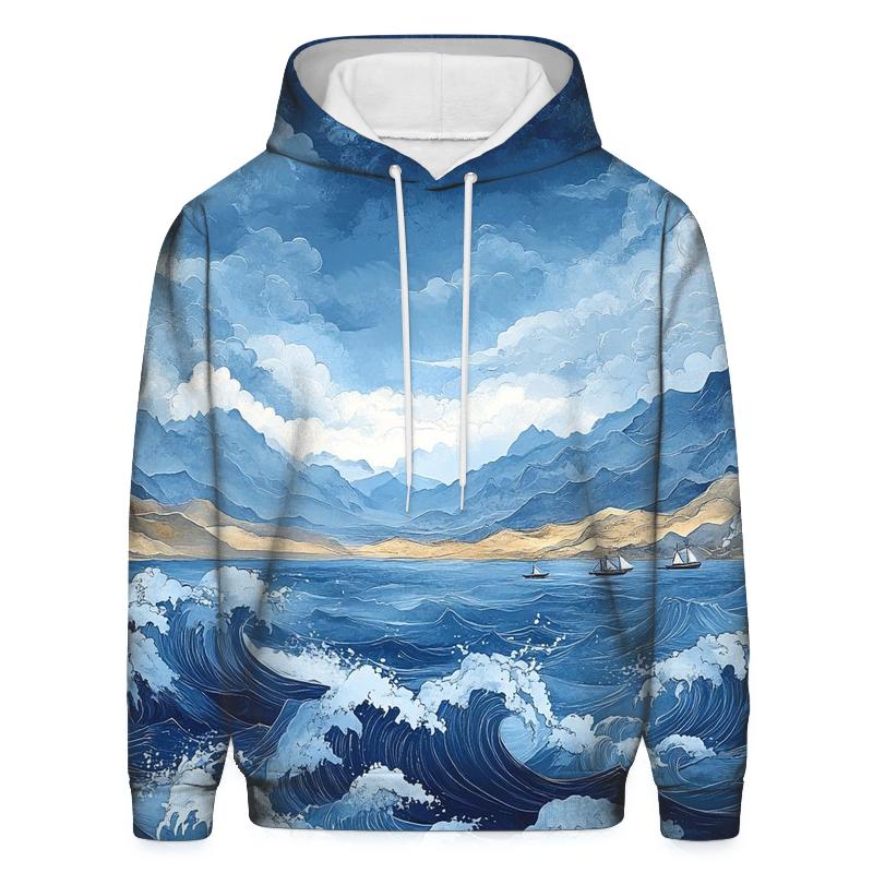 Hokusai Inspired Ocean Storm premium hoodies