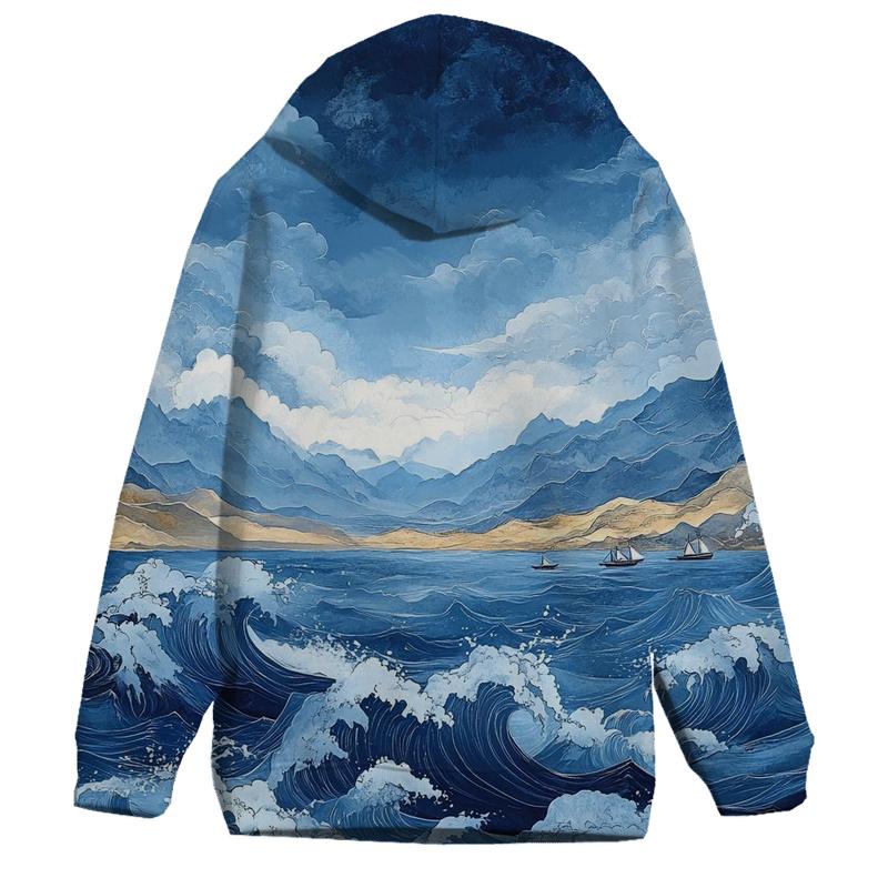 Hokusai Inspired Ocean Storm premium hoodies