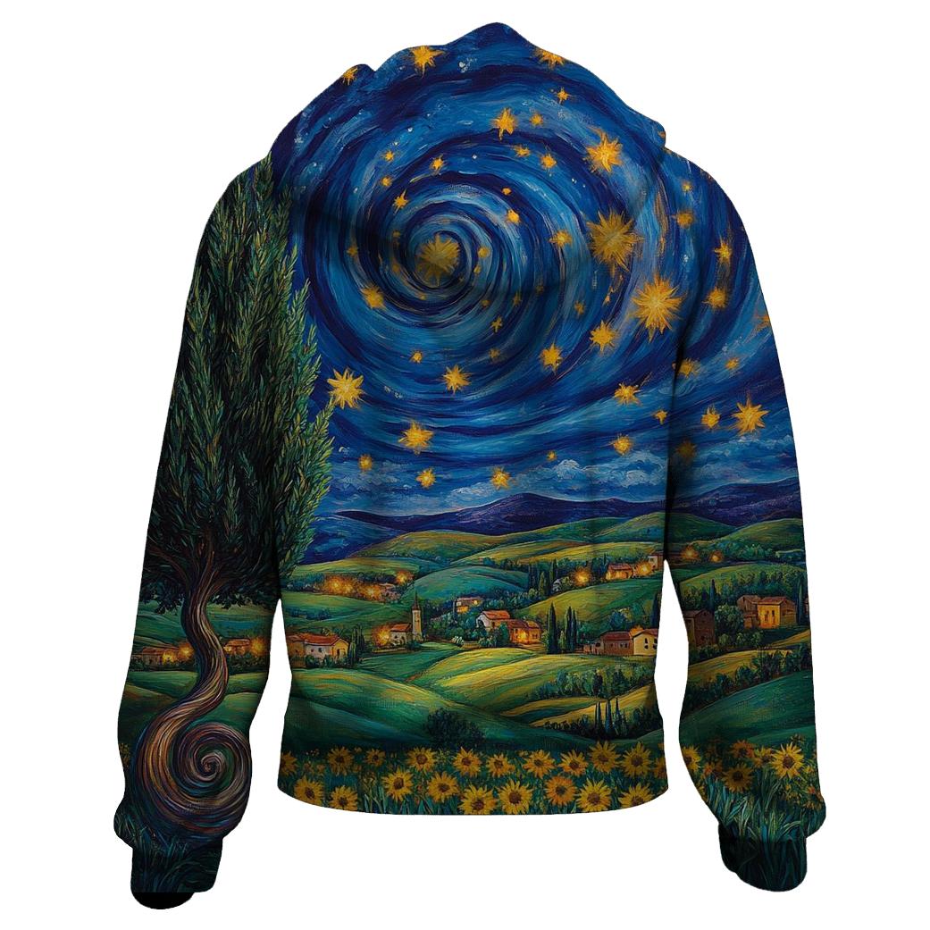 Van Gogh Inspired Starry Countryside embroidered hoodies