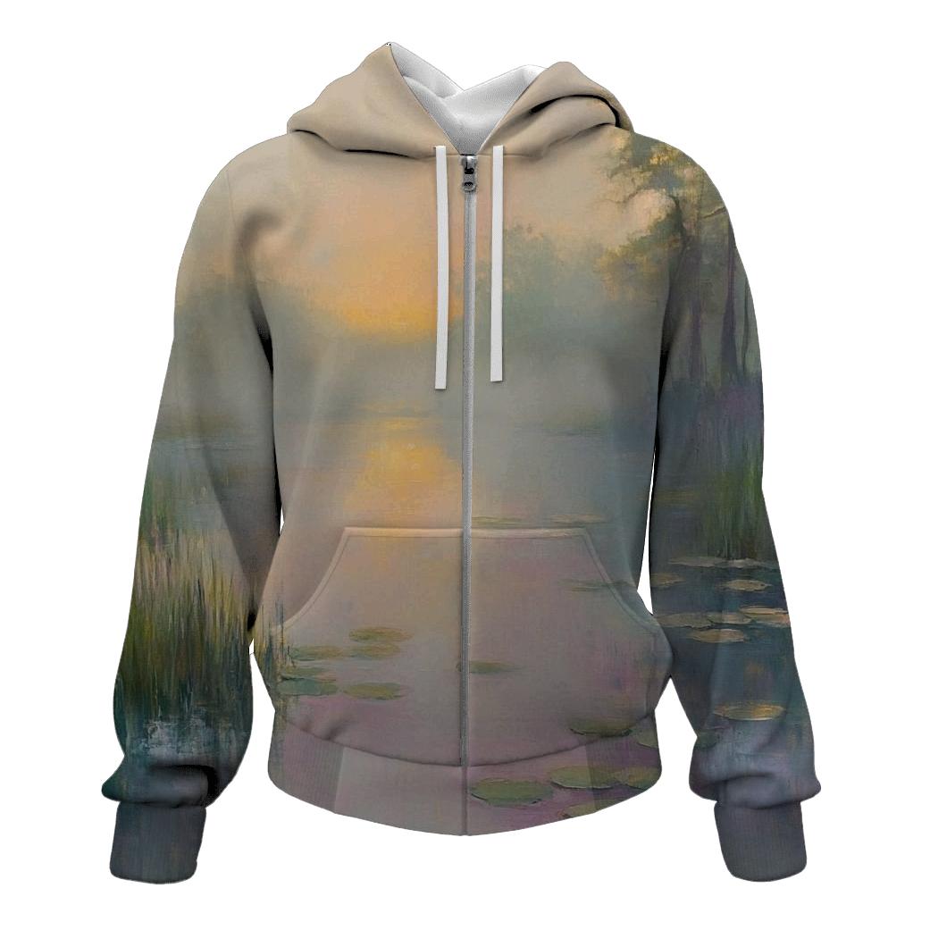 Monet Inspired Water Lilies At Dawn lightweight hoodies