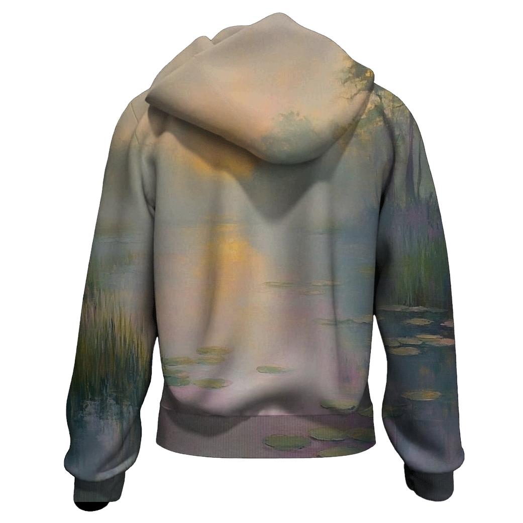 Monet Inspired Water Lilies At Dawn lightweight hoodies