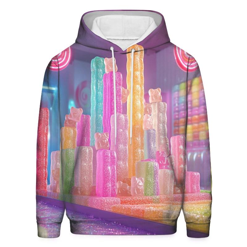 Neon Gummy Skyline graphic hoodies