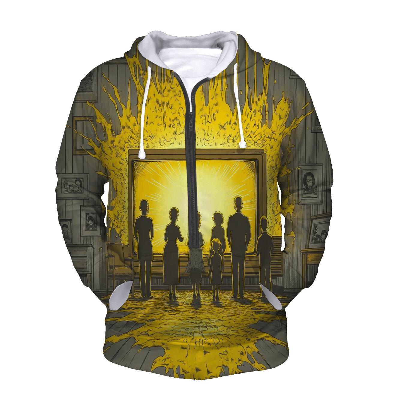 Retro TV Static Family Portrait heavyweight hoodies